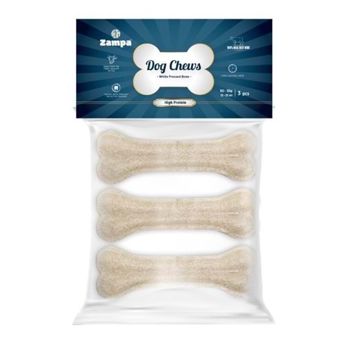 Zampa Beyaz Press Kemik Köpek Ödülü 50-55 Gr 3 Lü (Dc4454)