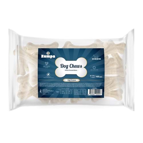 Zampa Beyaz Press Kemik Köpek Ödülü 20-25 Gr 100 Lü (Dc4423)