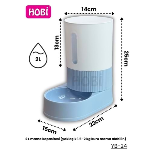 Hobi YB-24 Otomatik Rezervli Kedi & Köpek Mama Kabı 2 L Tekli