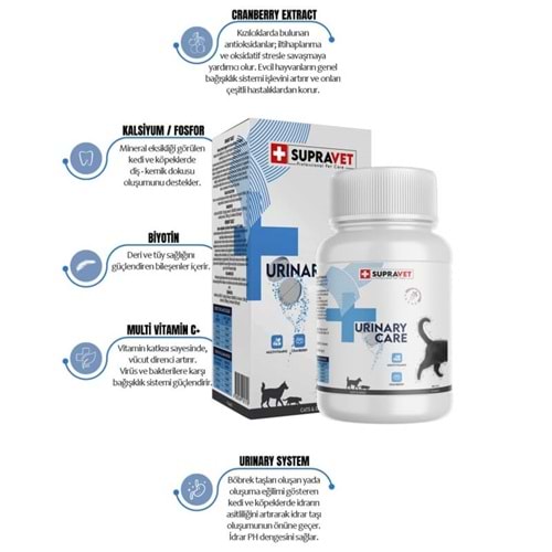 Supravet Kedi Ve Köpek için İdrar Sağlığı Sistem Destekleyici Tablet 75 Tablet