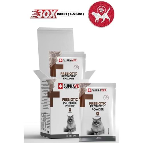 Supravet Toz Probiyotik + Prebiyotik Kedi Bağışıklık Sistemi Güçlendirici 30 ADET X 1.5 GR.