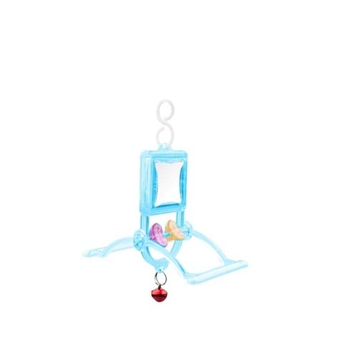 Şeffaf Zilli Aynalı Tünek 12 x 6.5 x 3 cm - 5 Adet