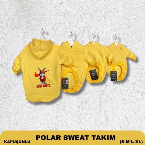 Sarı Çizgi Karakter Baskılı Kedi/Köpek Kıyafeti (Kapüşonlu) S-M-L-XL