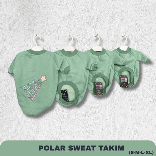 Yeşil Awesome Yazı Baskılı Kedi/Köpek Kıyafeti (Kapüşonlu) S-M-L-XL