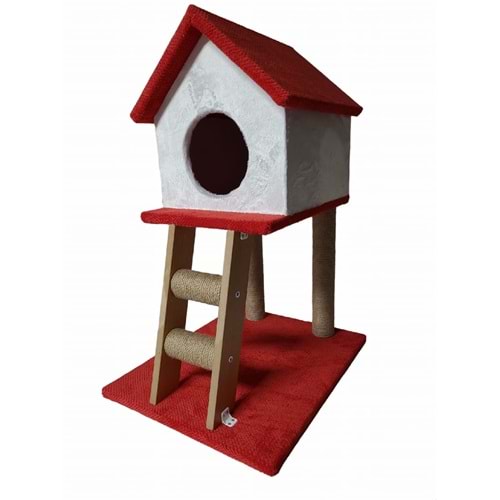 Merdivenli Büyük Peluş Kedi Evi
