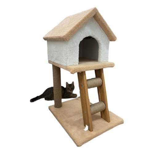Merdivenli Büyük Peluş Kedi Evi