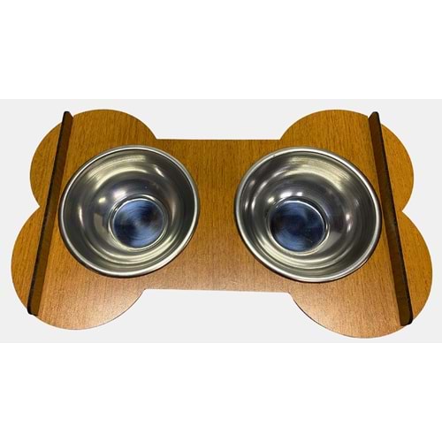 Ahşap İkili Mama Kabı