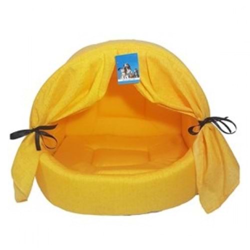 Perdeli Kumaş Yatak Sarı Puantiyeli