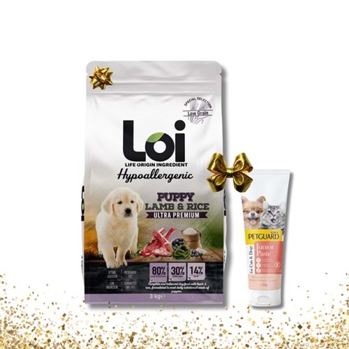Loi Yavru Kuzu Etli ve Pirinçli Köpek Maması 3 Kg