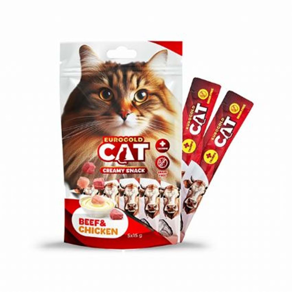 EuroGold Cat Sıvı Kedi Ödülü Dana - Tavuk Etli 5x15Gr 12li