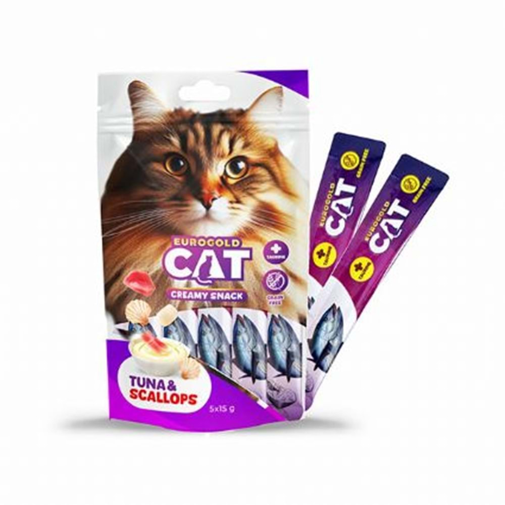 EuroGold Cat Sıvı Kedi Ödülü Ton - Deniz Tarağı 5x15Gr 12li