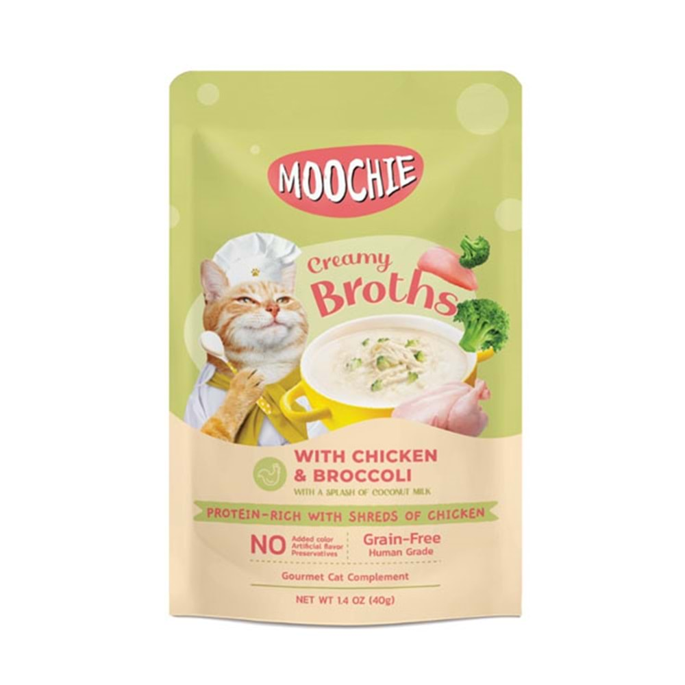 Moochie Çorba Kedi Ödülü Tavuk-Brokoli 16x40 Gr