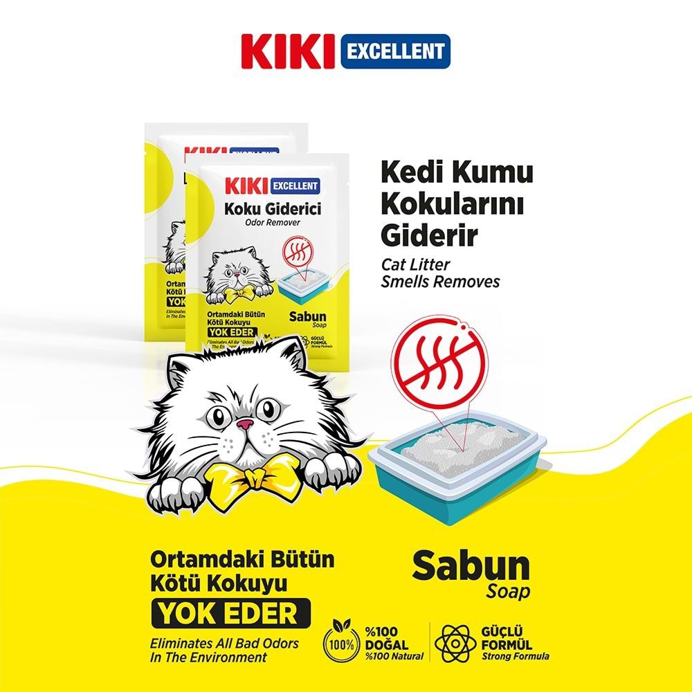 KIKI Excellent Kedi Koku Giderici Sabun Kokulu 15 Adet - 25 gr. KC201B15