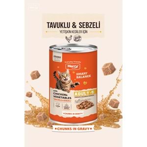 Merry Tavuklu Ve Sebzeli Yetişkin Kedi Konserve Yaş Mama Konserve 400 Gr X 12 Adet