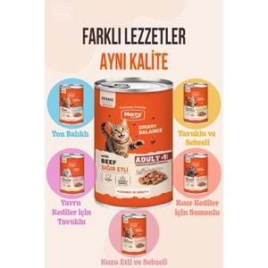 Merry Sığır Etli Yetişkin Kedi Konserve Yaş Mama Konserve 400 Gr X 12 Adet