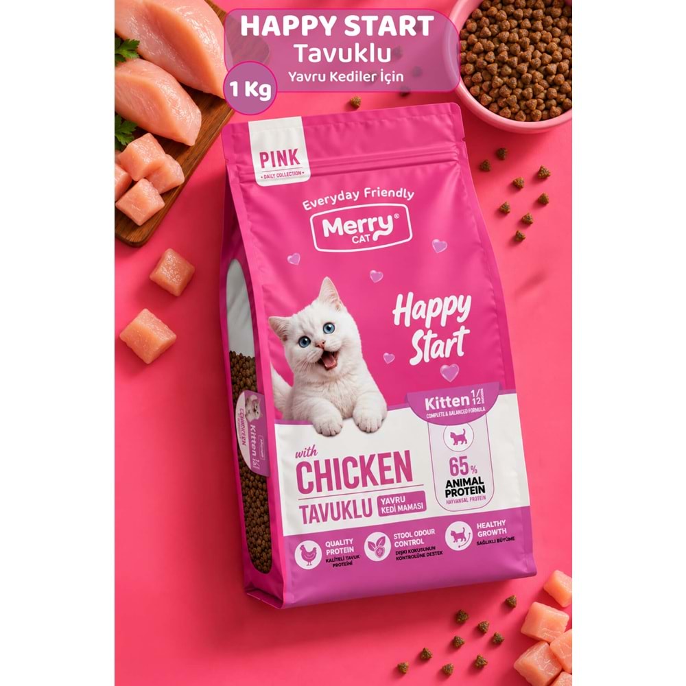 Merry Cat Pink Yavru Kedi Tavuklu Kuru Kedi Maması 12x1kg