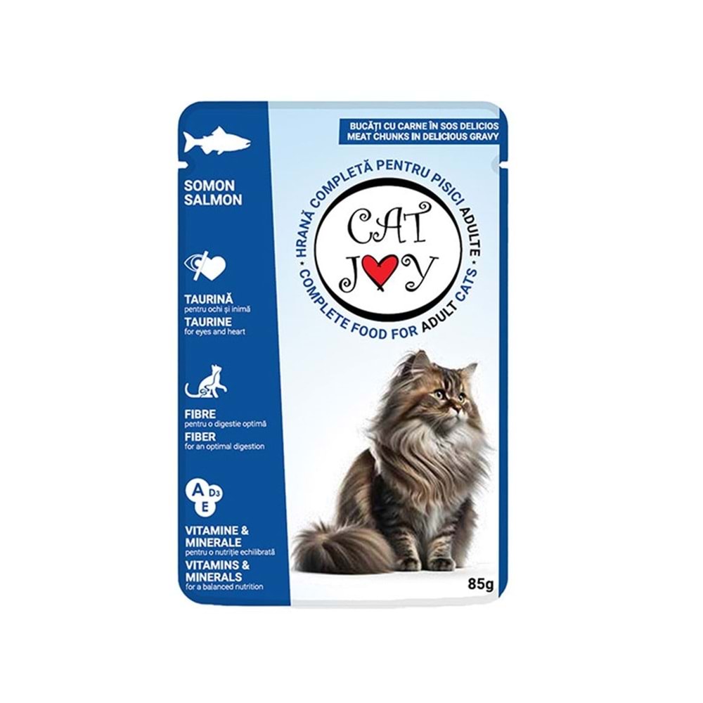 CAT JOY Somonlu Yetişkin Kedi Pouch 85 Gr. 24 lü