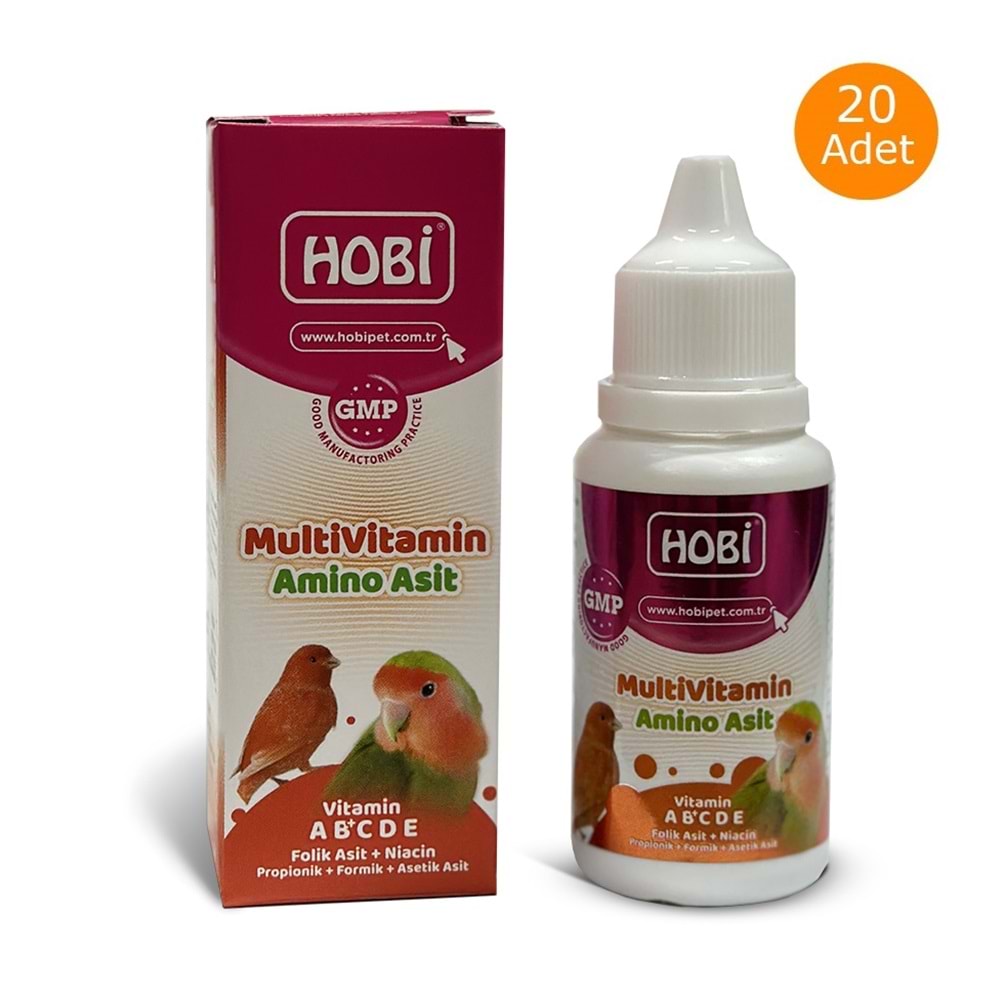 Hobi Kuşlar İçin Multivitamin ve Aminoasit Takviyesi 30ml x 20 Adet