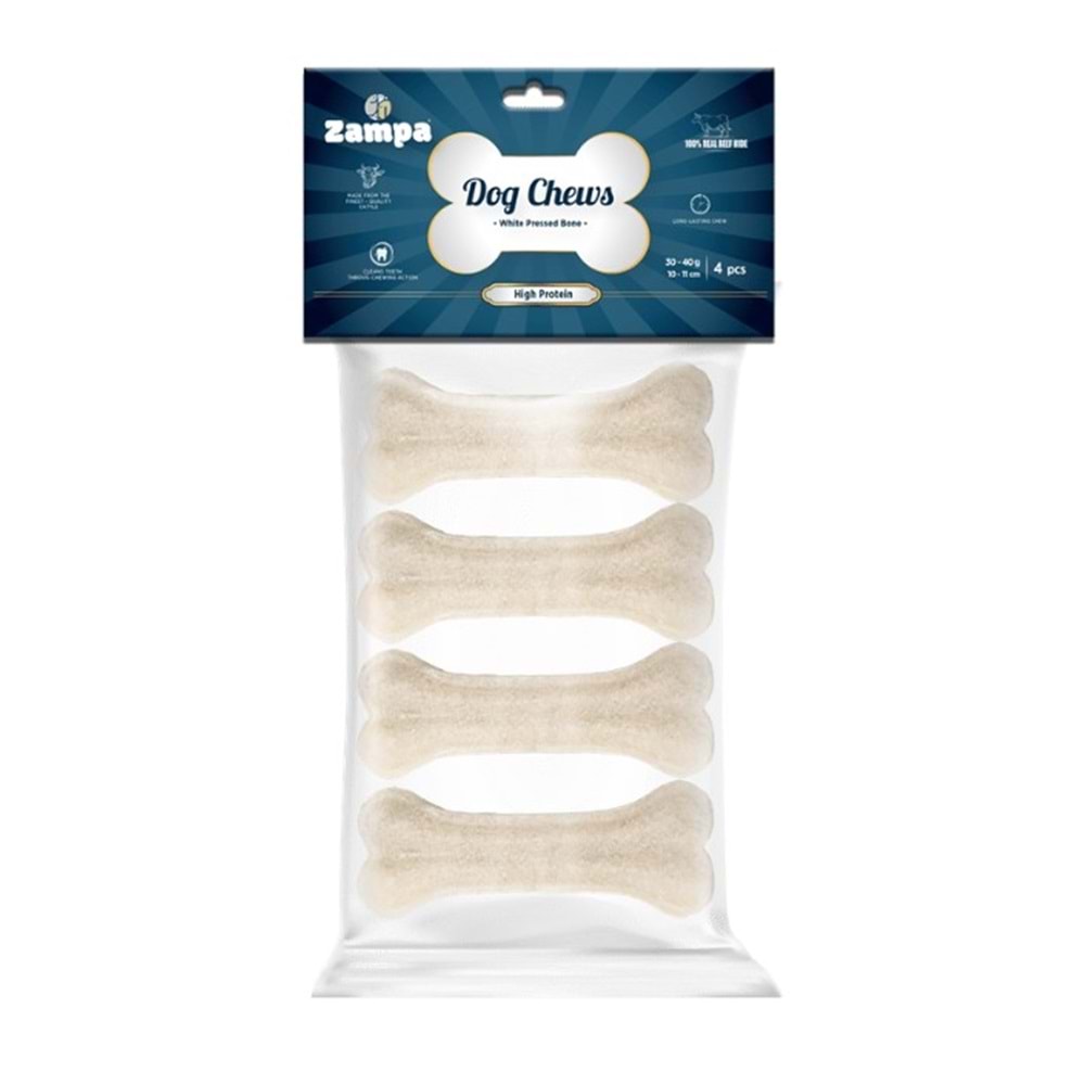 Zampa Beyaz Press Kemik Köpek Ödülü 30-40 Gr 4 Lü (Dc4430)