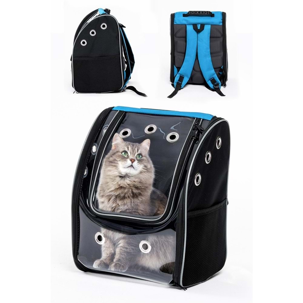 Astronot Şeffaf Kare Taşıma Sırt Çantası (Mavi)